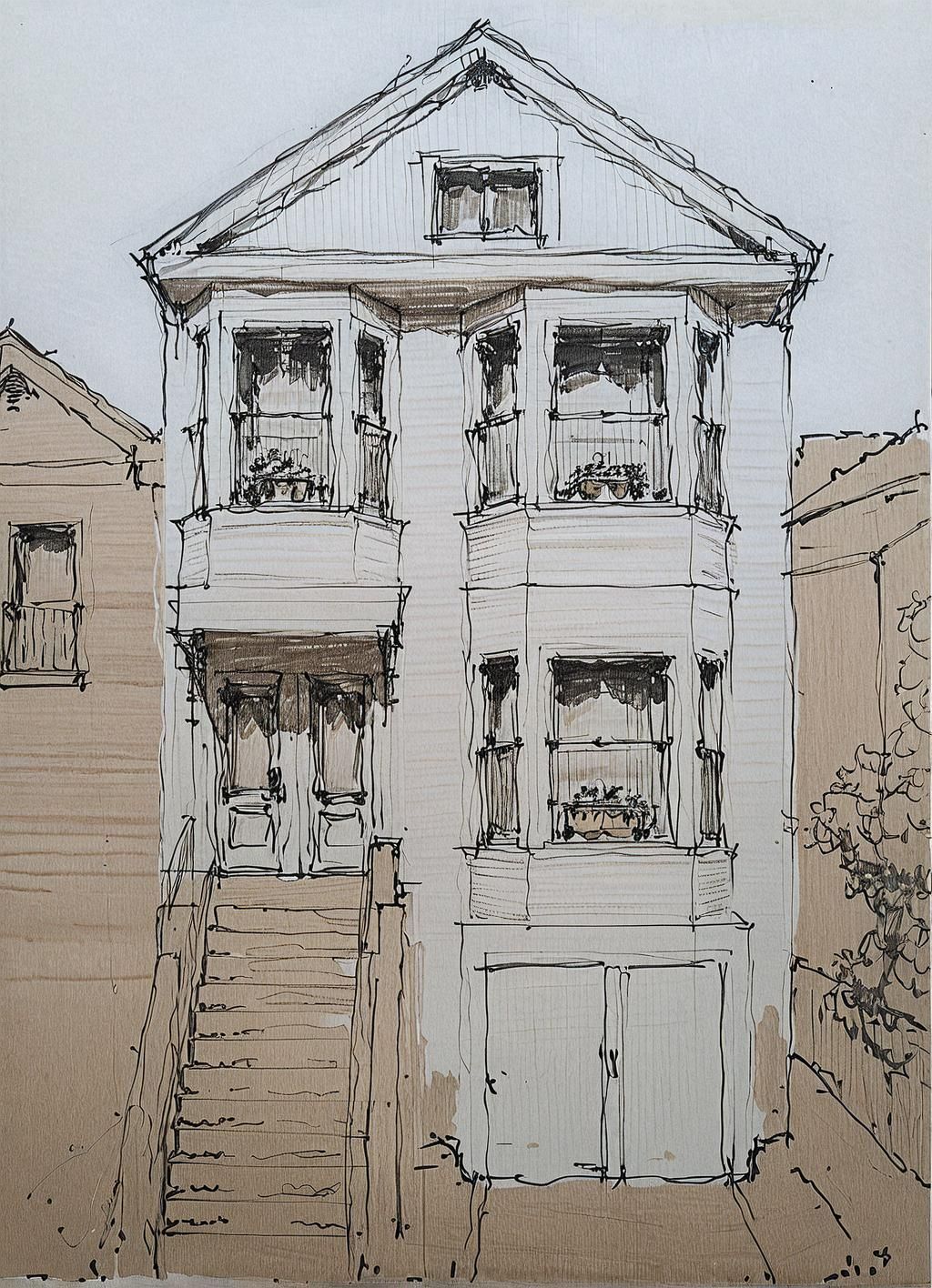 520 Vermont Street: Facade study sketch